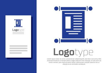 Mavi KHK, kağıt, parşömen, parşömen simgesi beyaz arkaplanda izole edilmiş. Çin parşömeni. Logo tasarım şablonu elemanı. Vektör İllüstrasyonu.