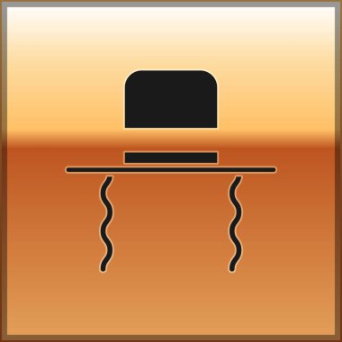 Siyah Ortodoks Yahudi şapkası ve altın arka planda izole edilmiş kenar mahalle ikonu. Geleneksel giyinmiş Yahudi erkekler. Yahudilik sembolleri. Vektör İllüstrasyonu.