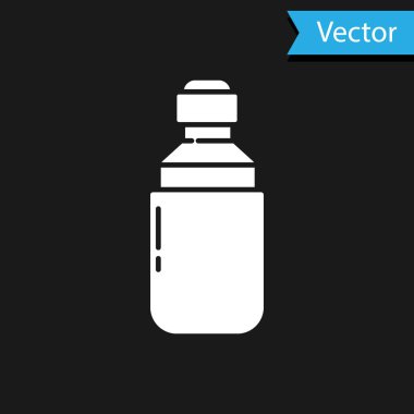 Siyah arka planda izole edilmiş beyaz tıbbi marihuana veya kenevir yaprağı zeytinyağı damlası ikonu. Esrar özütü. Kenevir sembolü. Vektör İllüstrasyonu.