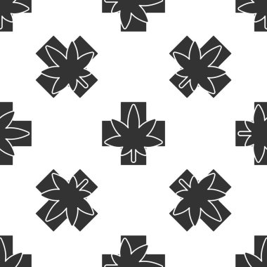 Gri Tıbbi marihuana ya da kenevir yaprağı ikonu beyaz arka planda izole edilmiş pürüzsüz desen. Kenevir sembolü. Vektör İllüstrasyonu.