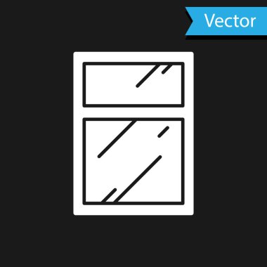 Siyah arkaplanda izole edilmiş pencere simgesi için beyaz temizleme servisi. Silecek, kazıyıcı, silecek. Vektör İllüstrasyonu.