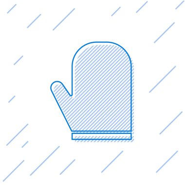 Mavi çizgili fırın ikonu beyaz arkaplanda izole edilmiş. Mutfak tutacağı işareti. Yemek eldiveni. Vektör İllüstrasyonu.