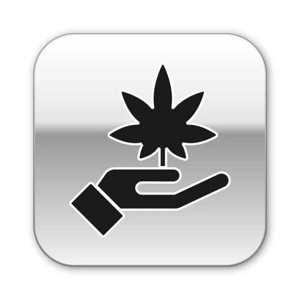 Black Medical Marijuana Cannabis Leaf Icon Isolated White Background Hemp — Stock Vector