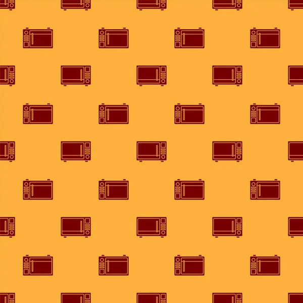 Rojo Icono Horno Microondas Aislado Patrón Sin Costura Sobre Fondo — Archivo Imágenes Vectoriales