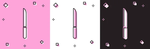 Set Icône Couteau Isolé Sur Fond Rose Blanc Noir Symbole — Image vectorielle