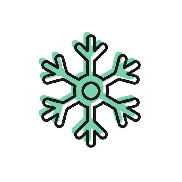 Svart Linje Snowflake Ikon Isolerad Vit Bakgrund Vektor Illustration — Stock vektor