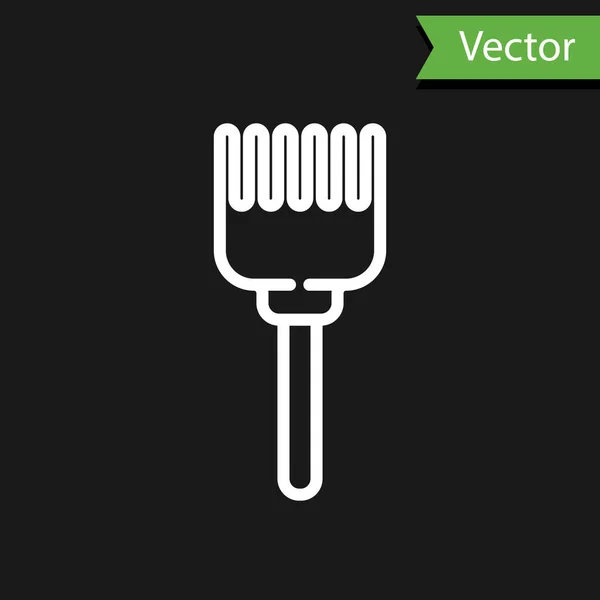 Línea Blanca Icono Cepillo Aislado Sobre Fondo Negro Señal Peine — Vector de stock