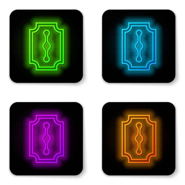 Glowing Neon Line Blade Razor Icon Isolated White Background Black — Stock Vector
