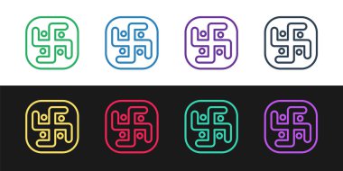 Jainism simgesini siyah beyaz arkaplanda izole et. Vektör İllüstrasyonu.