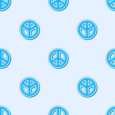 Mavi çizgi barış ikonu gri arka planda kusursuz desen izole etti. Hippi barış sembolü. Vektör İllüstrasyonu.