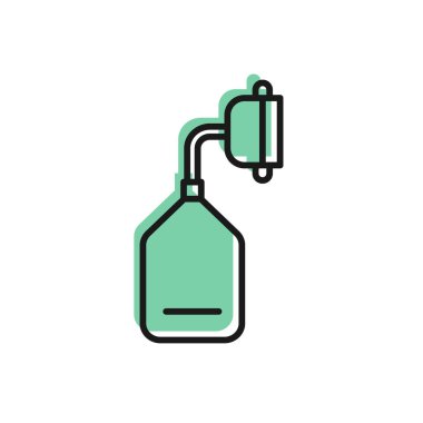 Siyah çizgi Tıbbi Oksijen Maskesi simgesi beyaz arkaplanda izole edildi. Vektör İllüstrasyonu.