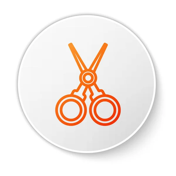 Pomarańczowa Linia Nożyczki Fryzjerskie Ikona Izolowane Białym Tle Fryzjer Salon — Wektor stockowy