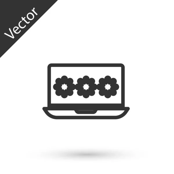 Línea Gris Laptop Con Icono Notificación Contraseña Aislado Sobre Fondo — Vector de stock