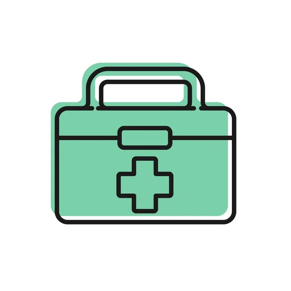 Black Line First Aid Kit Icon Isolated White Background Medical — Stock Vector