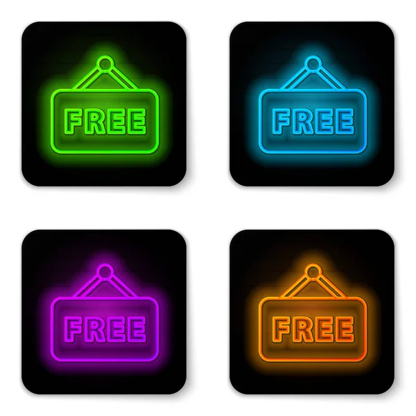 Glowing Neon Line Price Tag Inscription Free Icon Isolated White — Stock Vector