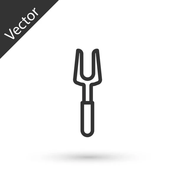 Linha Cinza Ícone Garfo Churrasco Isolado Fundo Branco Sinal Garfo — Vetor de Stock