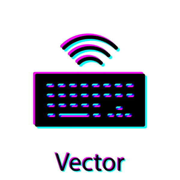 黑色无线计算机键盘图标隔离在白色背景上 Pc组件标志 物联网概念与无线连接 — 图库矢量图片