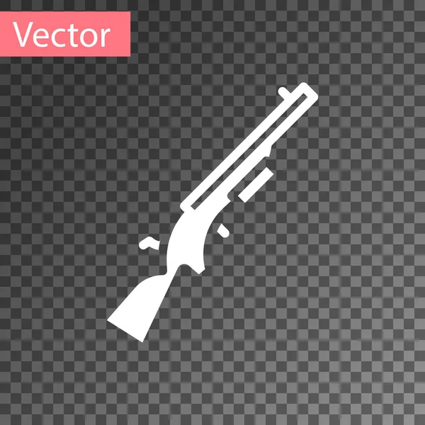 Icono Escopeta Blanca Aislado Sobre Fondo Transparente Pistola Caza Vector — Vector de stock