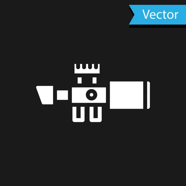 Icono Visión Óptica Francotirador Blanco Aislado Sobre Fondo Negro Mira — Vector de stock