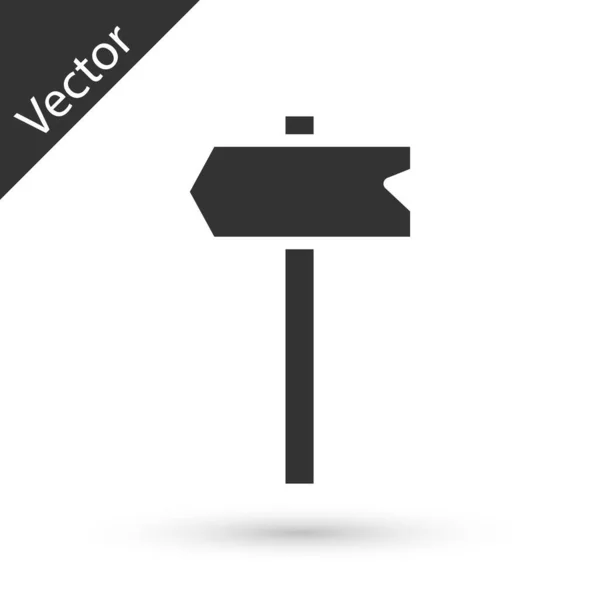 Grey Road Traffic Sign Signpost Icon Isolated White Background Pointer — Stock Vector