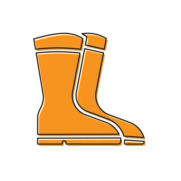 Orange Fishing Boots Icon Isolated White Background Waterproof Rubber Boot — Stock Vector