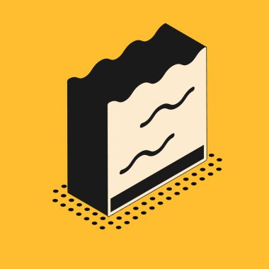 Sarı arka planda izole edilmiş Isometric Akvaryum ikonu. Ev ve evcil hayvanlar için akvaryum. Vektör.