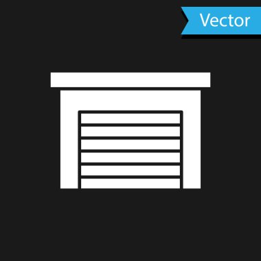 Beyaz Garaj simgesi siyah arkaplanda izole edildi. Vektör.