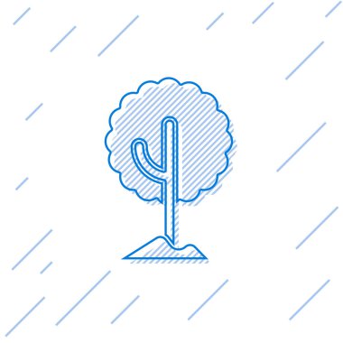 Beyaz arkaplanda mavi çizgi ağaç simgesi izole edildi. Orman sembolü. Vektör.