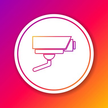 Renk çizgisi güvenlik kamerası simgesi renk arkaplanında izole edildi. Çember beyaz düğme. Vektör.