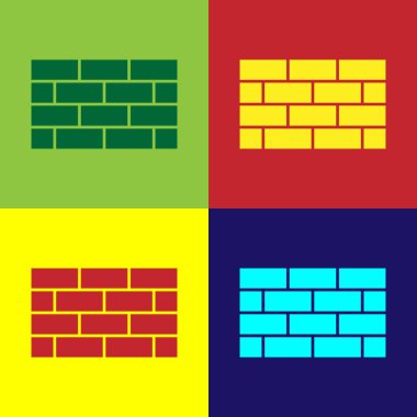 Pop Art Firewall, güvenlik duvarı simgesi renkli arkaplanda izole edilmiş. Vektör.