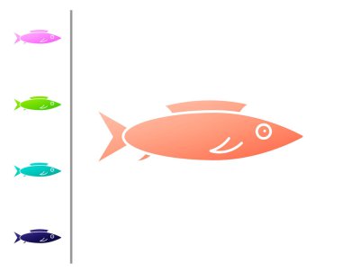 Mercan Balığı simgesi beyaz arkaplanda izole edilmiş. Renk simgelerini ayarla. Vektör..