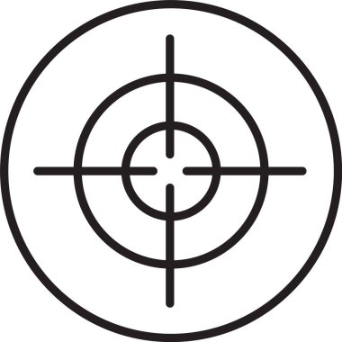 Siyah çizgi hedef spor simgesi beyaz arkaplanda izole edildi. Atış mesafesi ya da atış mesafesi için sayıları olan temiz bir hedef. Vektör.