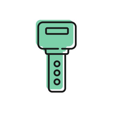 Beyaz arkaplanda siyah çizgi ev anahtarı simgesi izole edildi. Vektör.