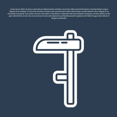 Mavi çizgi Scythe simgesi mavi arkaplanda izole edildi. Vektör.