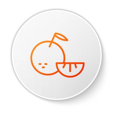 Turuncu çizgi Citrus meyve ikonu beyaz arkaplanda izole edilmiş. Kesik içinde portakal. Sağlıklı bir yaşam tarzı. Beyaz daire düğmesi. Vektör.