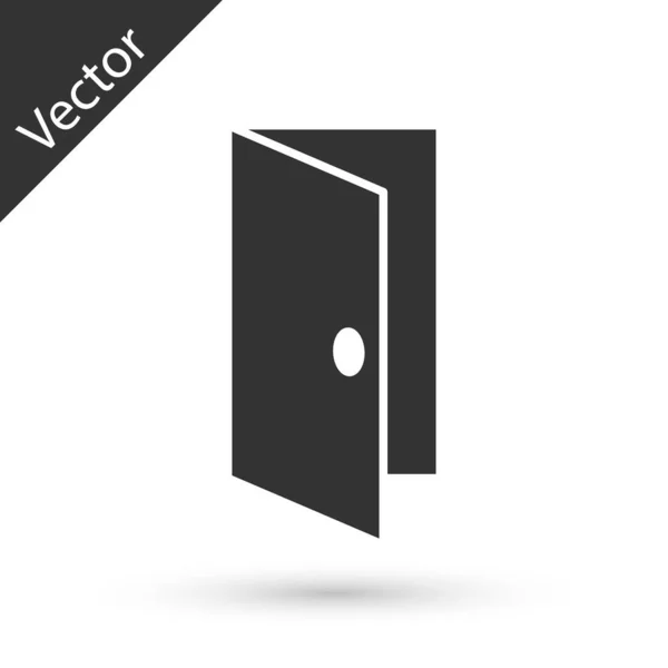 Grå Stängd Dörr Ikon Isolerad Vit Bakgrund Vektor — Stock vektor