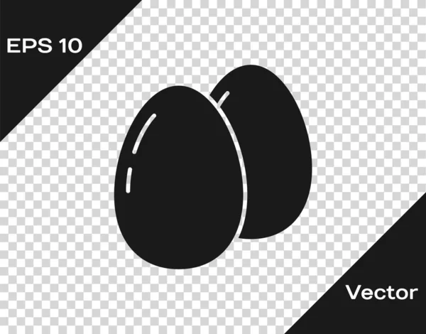 Icono Huevo Pollo Negro Aislado Sobre Fondo Transparente Vector — Vector de stock