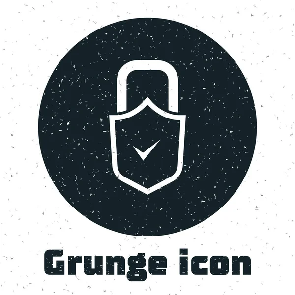 Grunge Abrir Cadeado Ícone Marca Seleção Isolado Fundo Branco Conceito —  Vetores de Stock