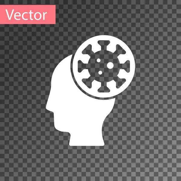 Icona White Human Virus Isolata Sfondo Trasparente Virus Corona 2019 — Vettoriale Stock