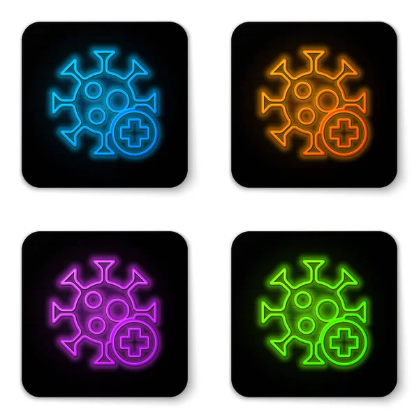 Glowing Neon Positive Virus Icon Isolated White Background Corona Virus — Stock Vector