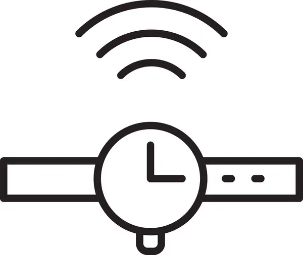 Черная Линия Smartwatch Значок Изолирован Белом Фоне Концепция Интернета Вещей — стоковый вектор