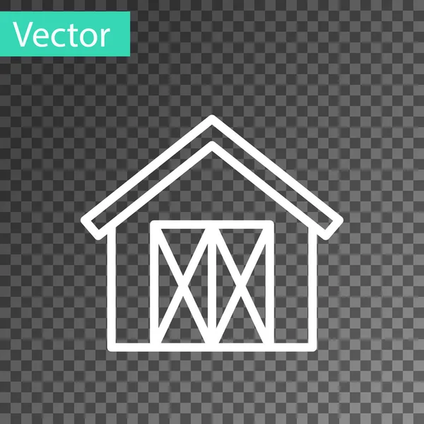 Bílá Čára Farma Dům Ikona Izolované Průhledném Pozadí Vektor — Stockový vektor