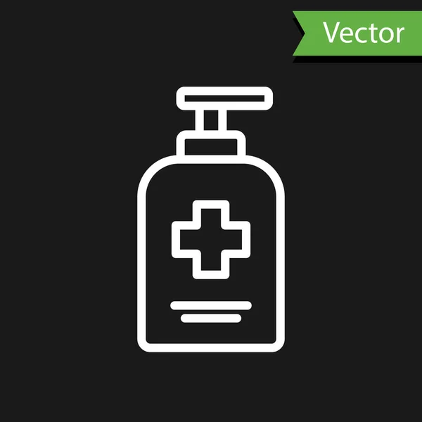 Linha Branca Garrafa Sabão Antibacteriano Líquido Com Ícone Dispensador Isolado — Vetor de Stock