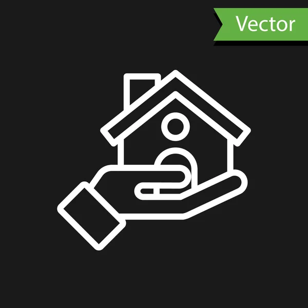 Icono Seguro Casa Blanca Aislado Sobre Fondo Negro Seguridad Seguridad — Vector de stock