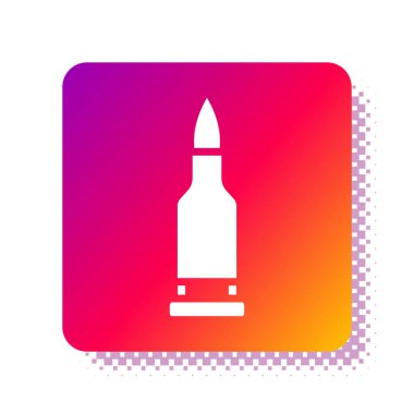 Beyaz Mermi simgesi beyaz arkaplanda izole edildi. Kare renk düğmesi. Vektör.