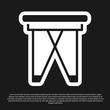 Siyah Kamp portatif katlanabilir sandalye simgesi siyah arkaplanda izole edildi. Dinlen ve rahatla. Balık koltuğu. Vektör.