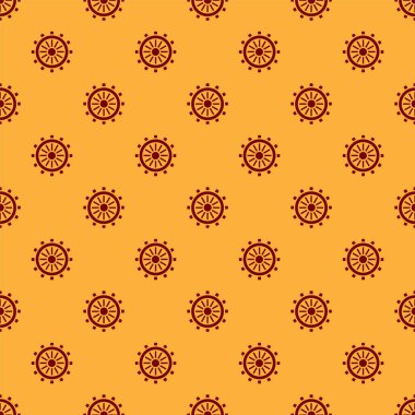 Kırmızı Gemi direksiyon simgesi kahverengi arka planda izole edilmiş. Vektör.