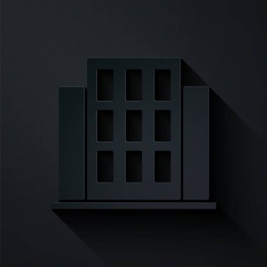 Kağıt kesiği ev simgesi siyah arkaplanda izole edilmiş. Ev sembolü. Kağıt sanatı tarzı. Vektör.