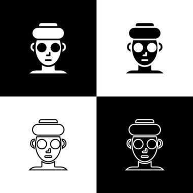 Yüz kozmetik maskesi simgesini siyah ve beyaz arkaplanda izole et. Kozmetoloji, ilaç ve sağlık hizmetleri. Vektör.