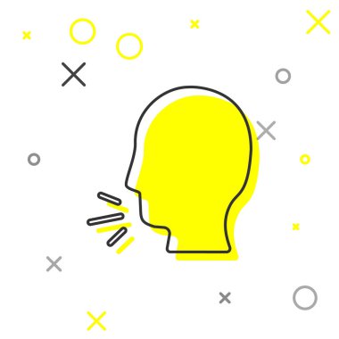 Gri çizgili öksürük ikonu beyaz arka planda izole edildi. Viral enfeksiyon, grip, grip, soğuk algınlığı semptomları. Tüberküloz, kabakulak, boğmaca. Vektör...